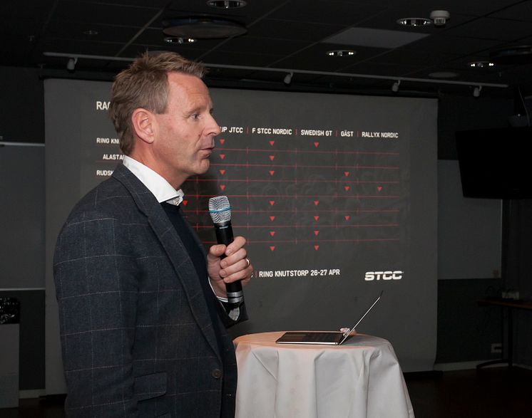 Jonas Lundin, vd STCC AB, under förra veckans Kick Off inför säsongen 2017. Foto: Micke Fransson/STCC