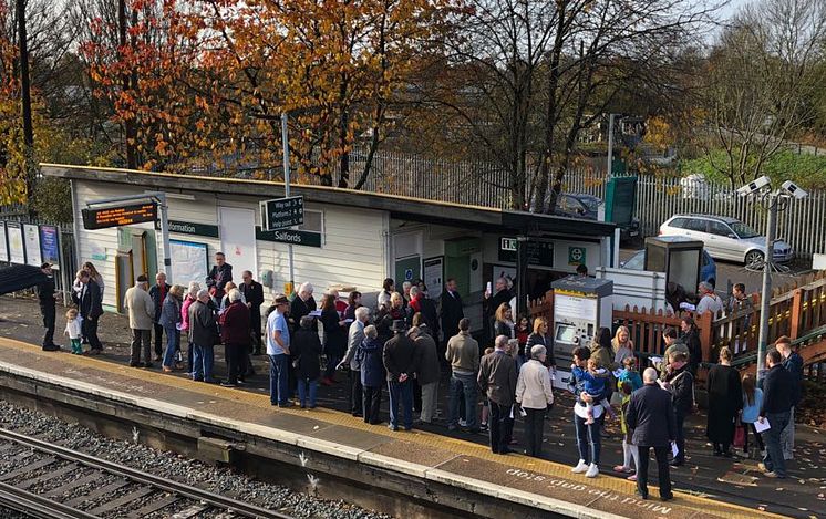 100 year Armistice commemorations at Salfords station in Surrey