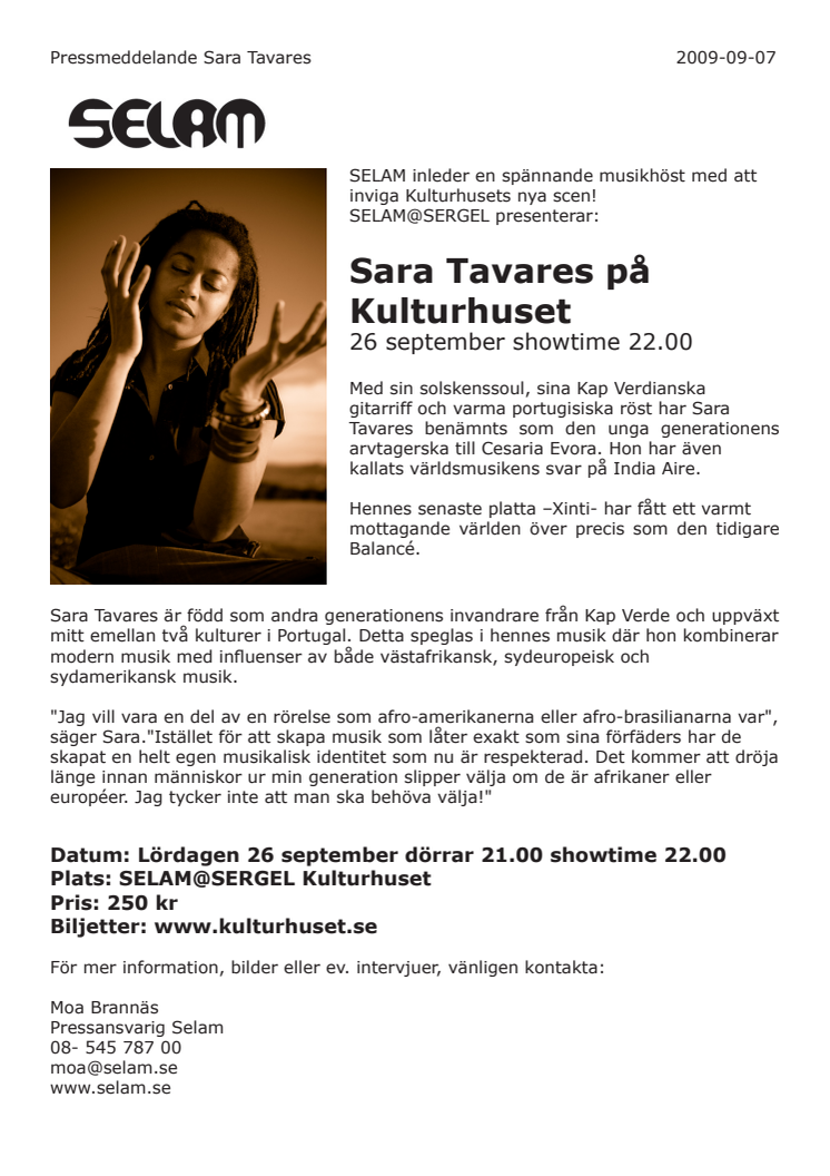 Sara Tavares på Kulturhuset 