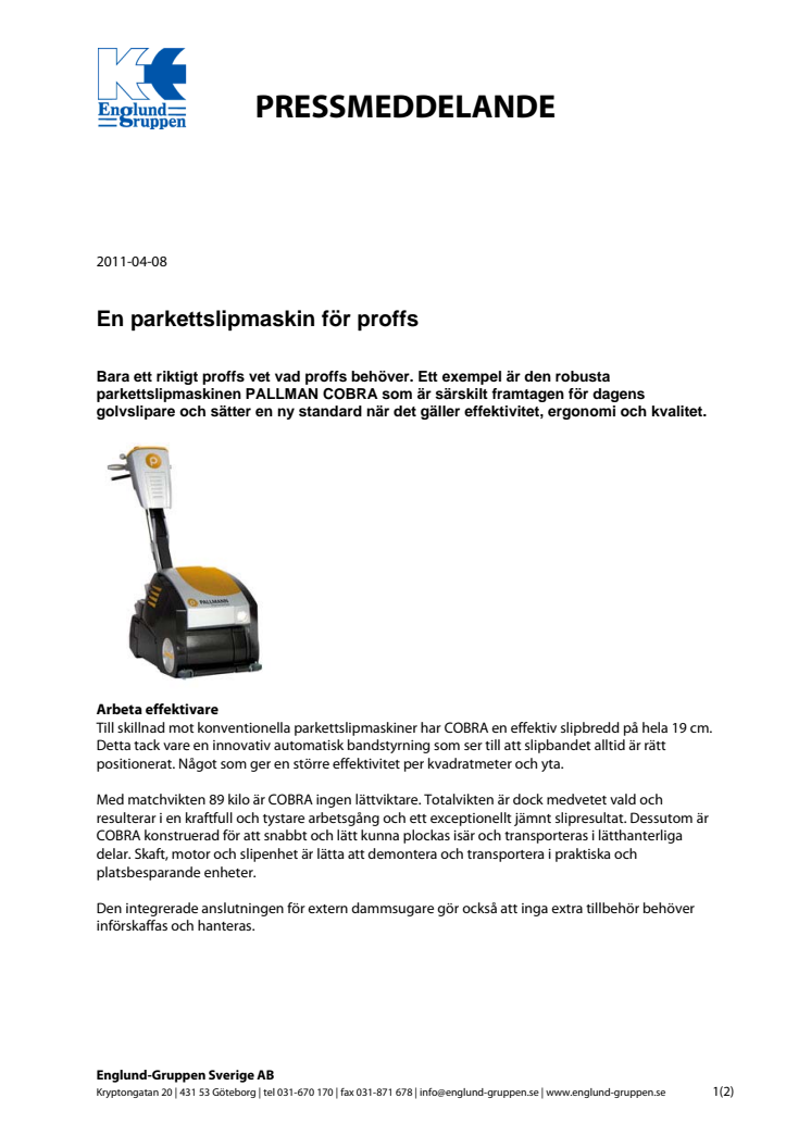 En parkettslipmaskin för proffs