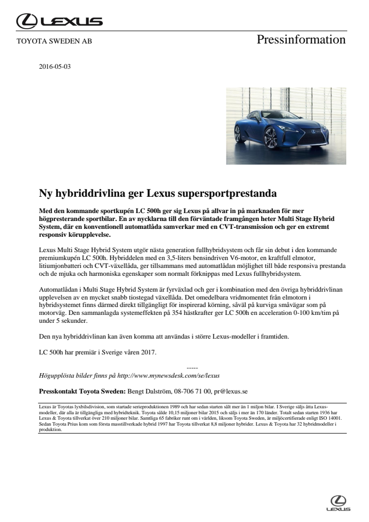 Ny hybriddrivlina ger Lexus supersportprestanda