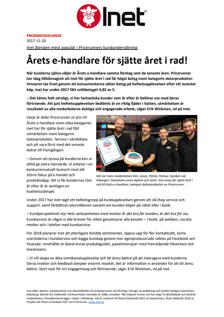 Årets e-handlare för sjätte året i rad!