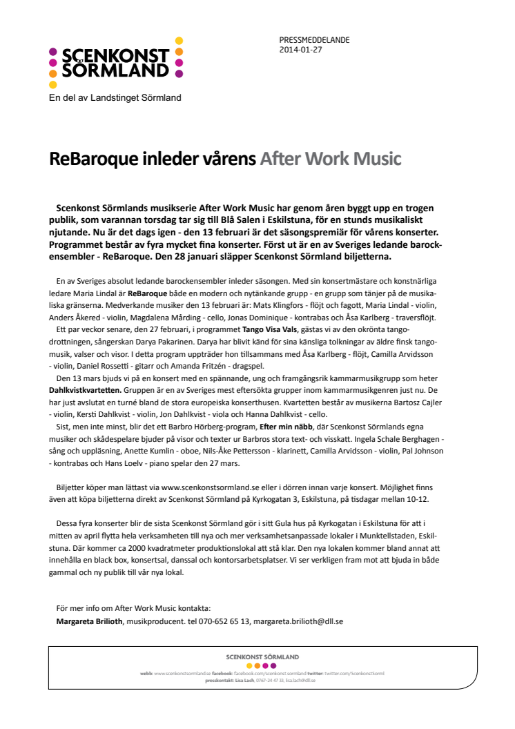 ReBaroque inleder vårens After Work Music