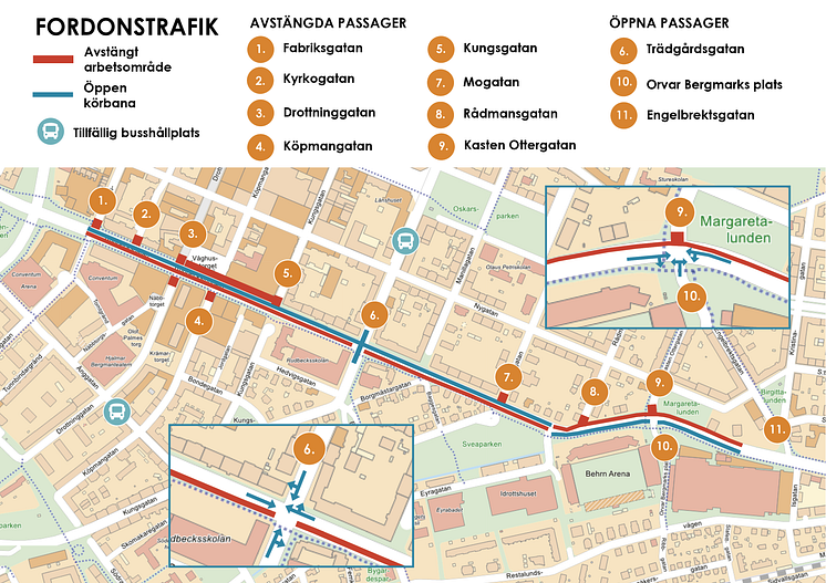 Karta fordonstrafik: Fabriksgatan-Engelbrektsgatan