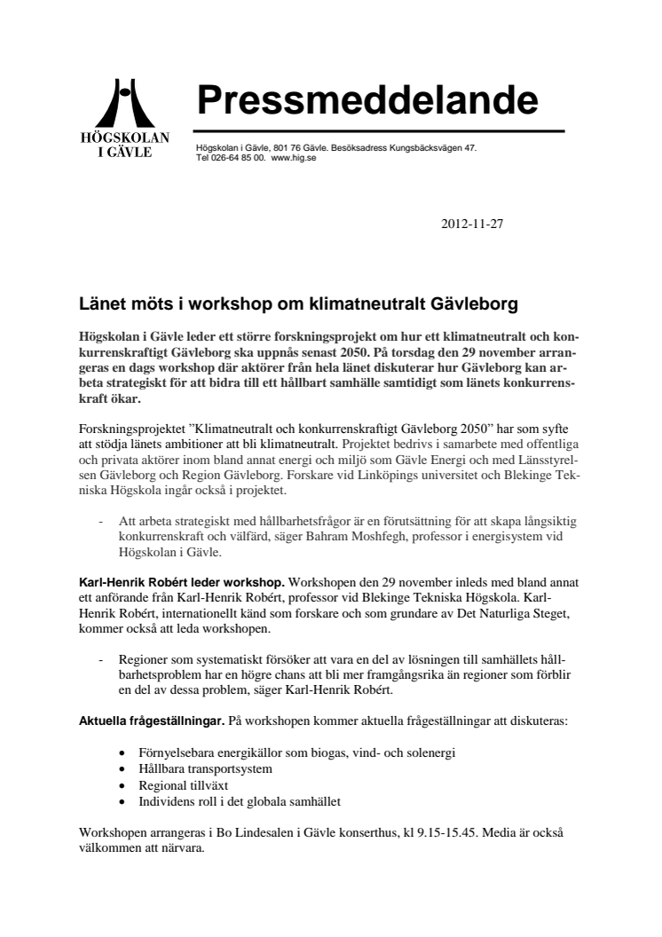 Länet möts i workshop om klimatneutralt Gävleborg