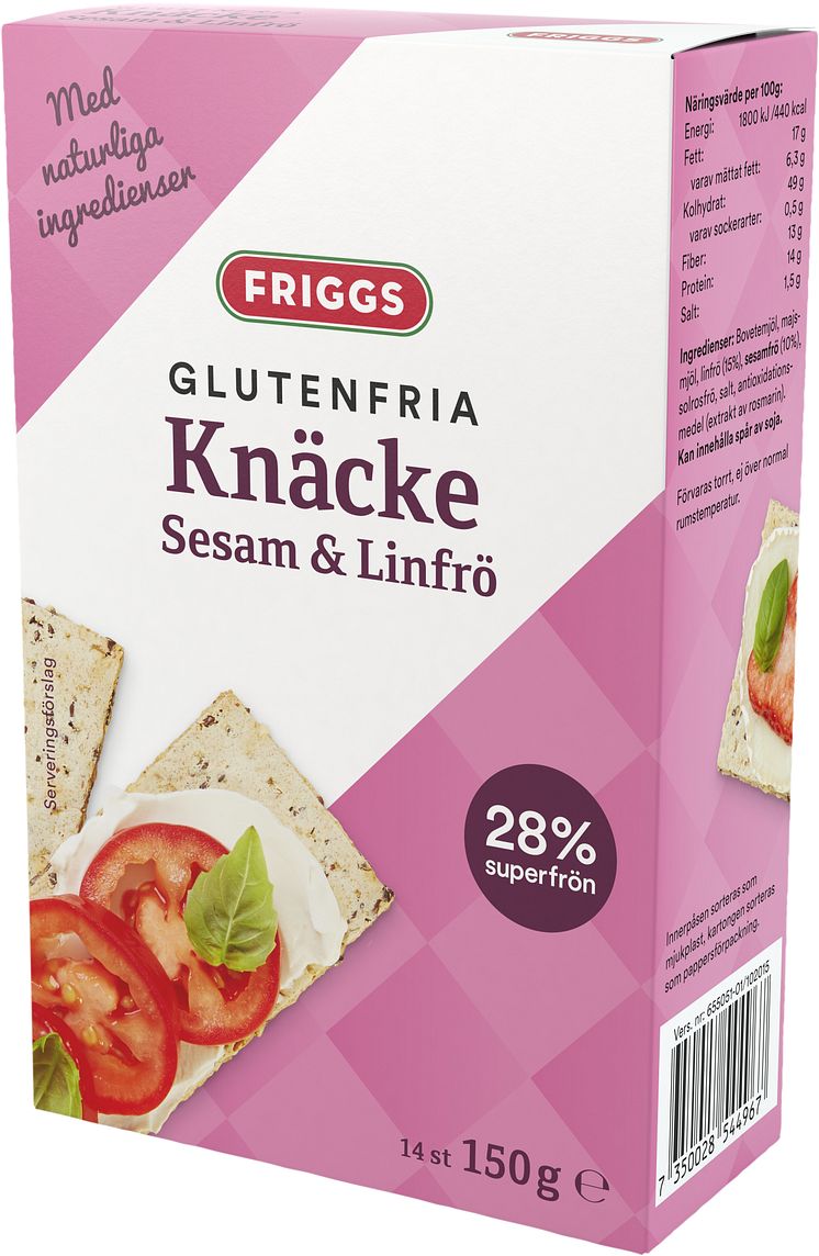 Friggsglutenfrie knekkebrød med sesam og linfrø