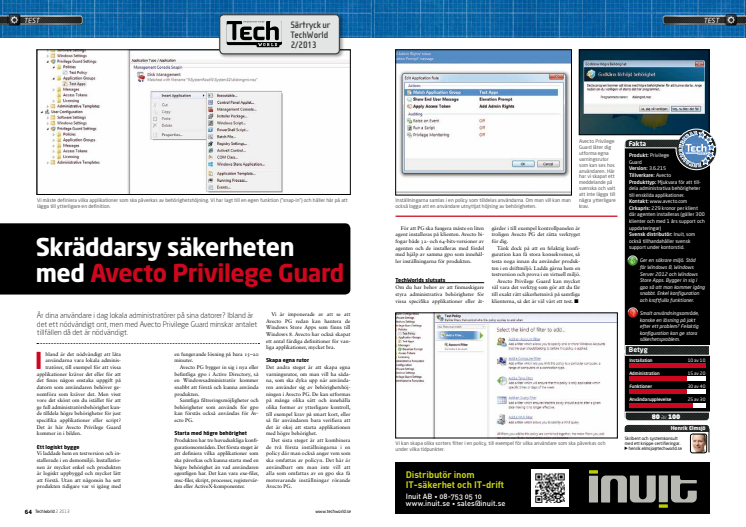 Techworld rekommenderar Avecto Privilege Guard