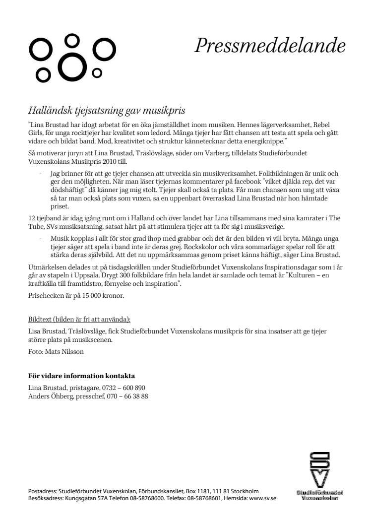 Halländsk tjejsatsning gav musikpris