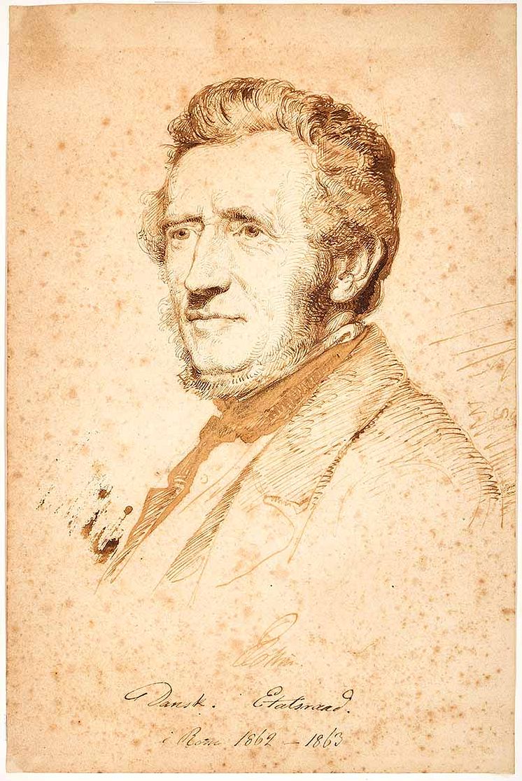 Carl Bloch- Portræt af Edvard Collin (1808-1886). Sign. C. Bl. Sepia, pen og lavering på papir. 29,5 x 19,5.jpg