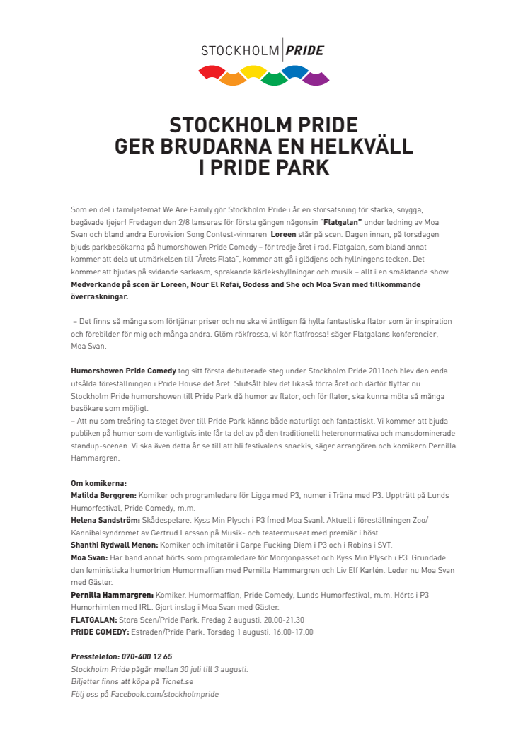 Stockholm Pride ger brudarna en helkväll i Pride Park