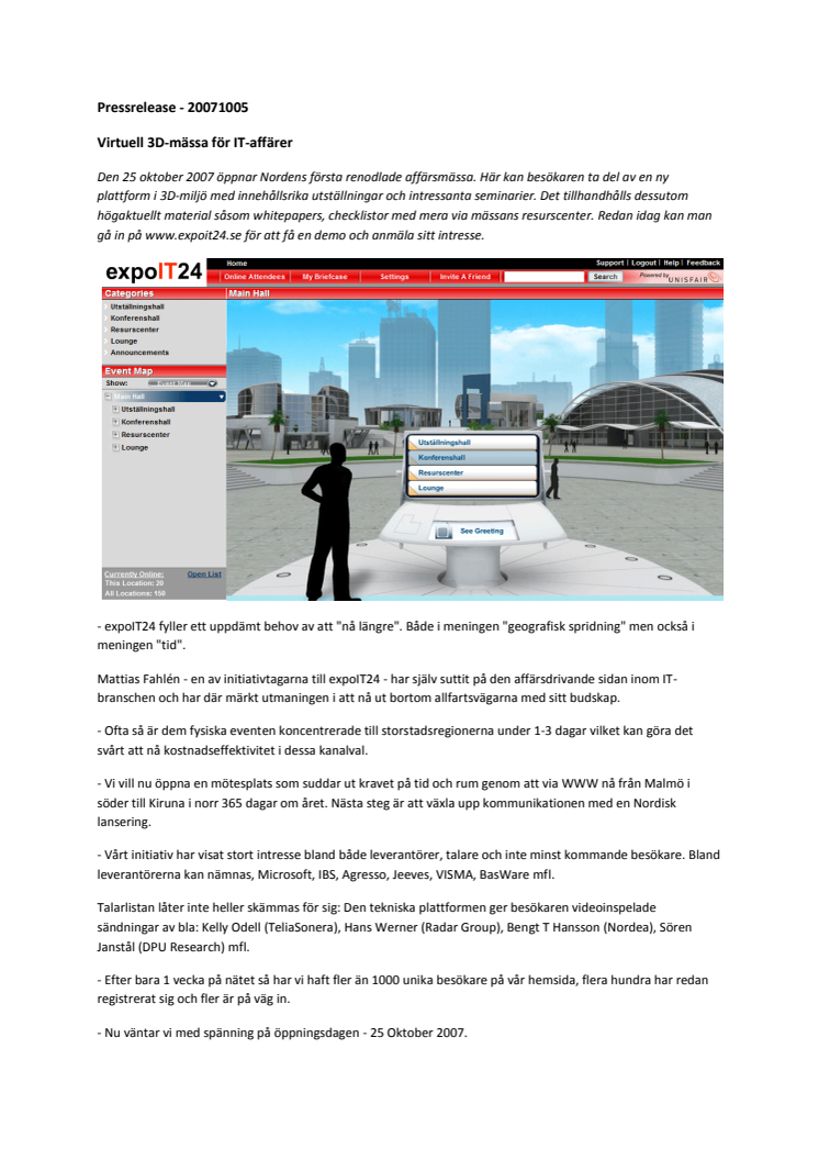 Virtuell 3D-mässa för IT-affärer