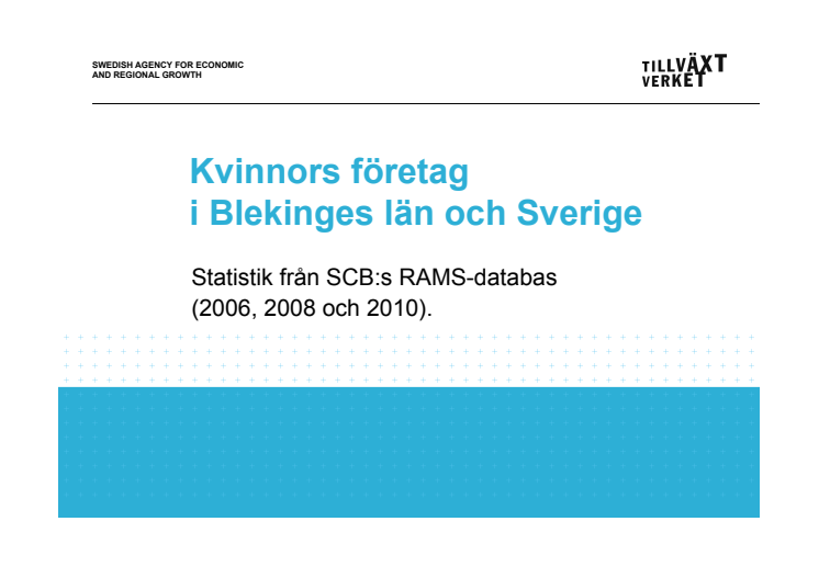 Antal företag som drivs av kvinnor resp män 2006-2010 Blekinge