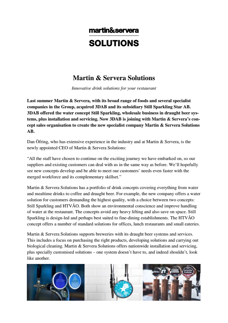 Martin & Servera Solutions - för innovativa dryckeslösningar på din restaurang