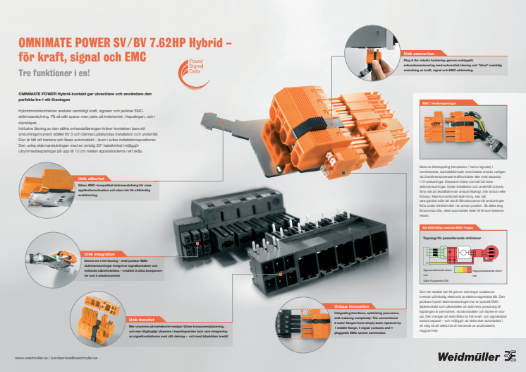 OMNIMATE POWER SV / BV 7.62HP Hybrid –för kraft, signal och EMC