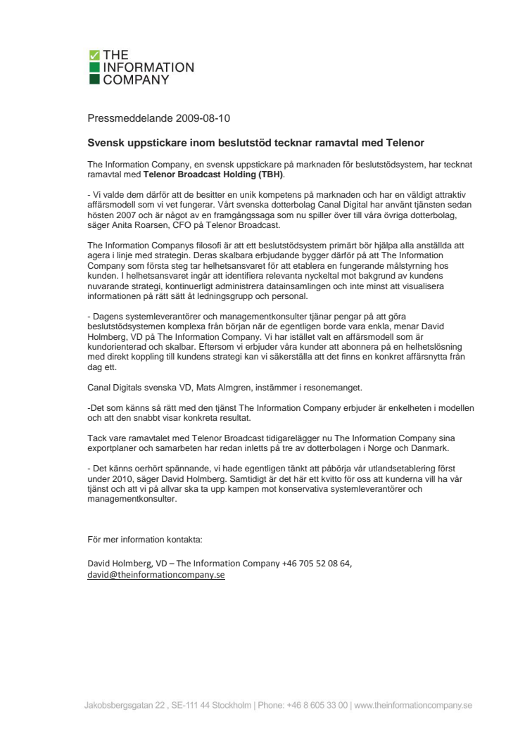 Uppstickare inom beslutstöd tecknar ramavtal med Telenor 