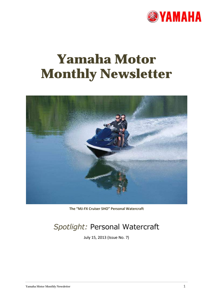 Yamaha Motor Monthly Newsletter No.7(July.2013) Personal Watercraft