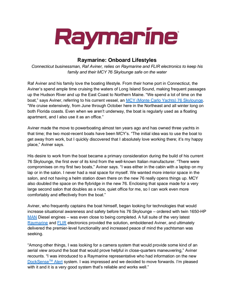 Raymarine: Onboard Lifestyles