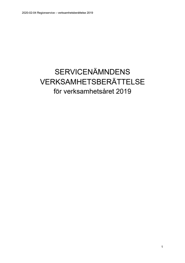 Regionservice verksamhetsberättelse 2019