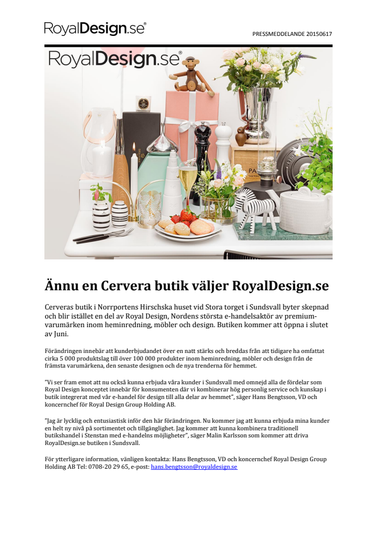 Ännu en Cervera butik väljer RoyalDesign.se