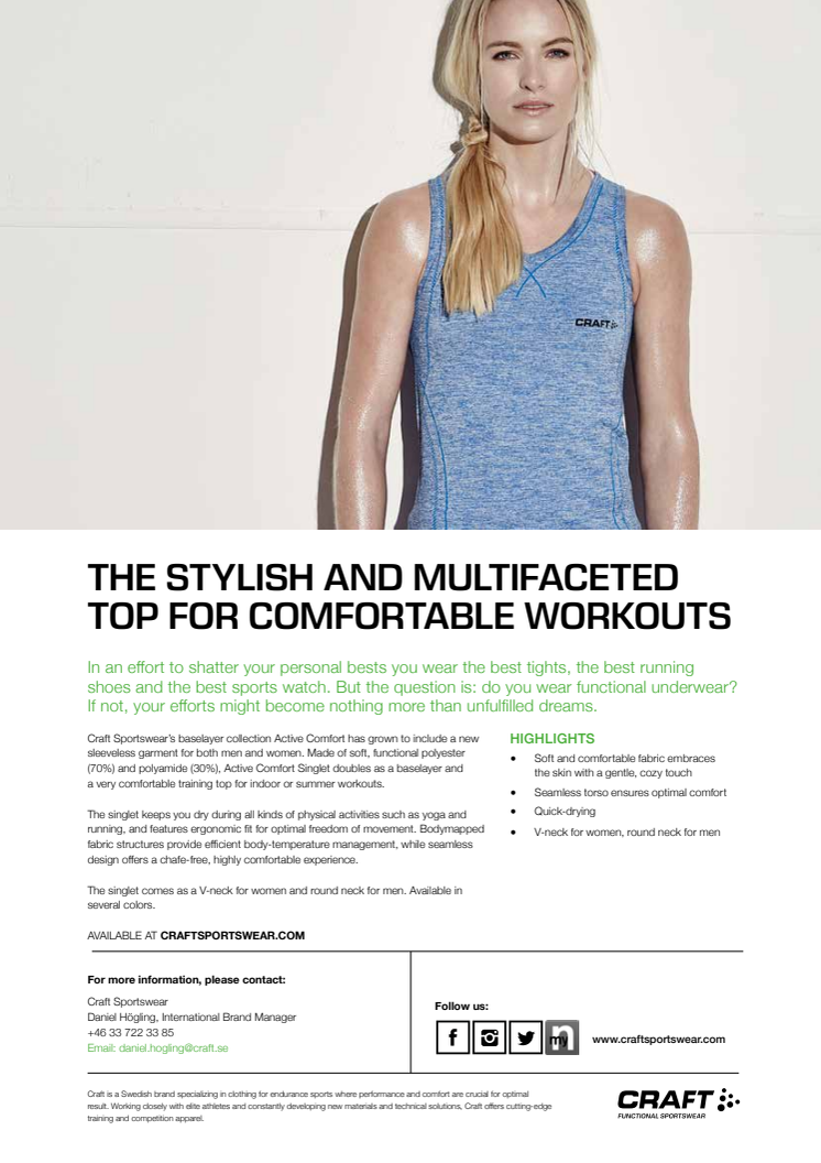 Active Comfort Singlet – the stylish and multifaceted  top for comfortable workouts