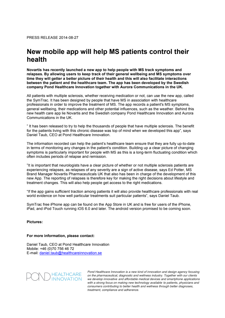 New mobile app will help MS patients control their health