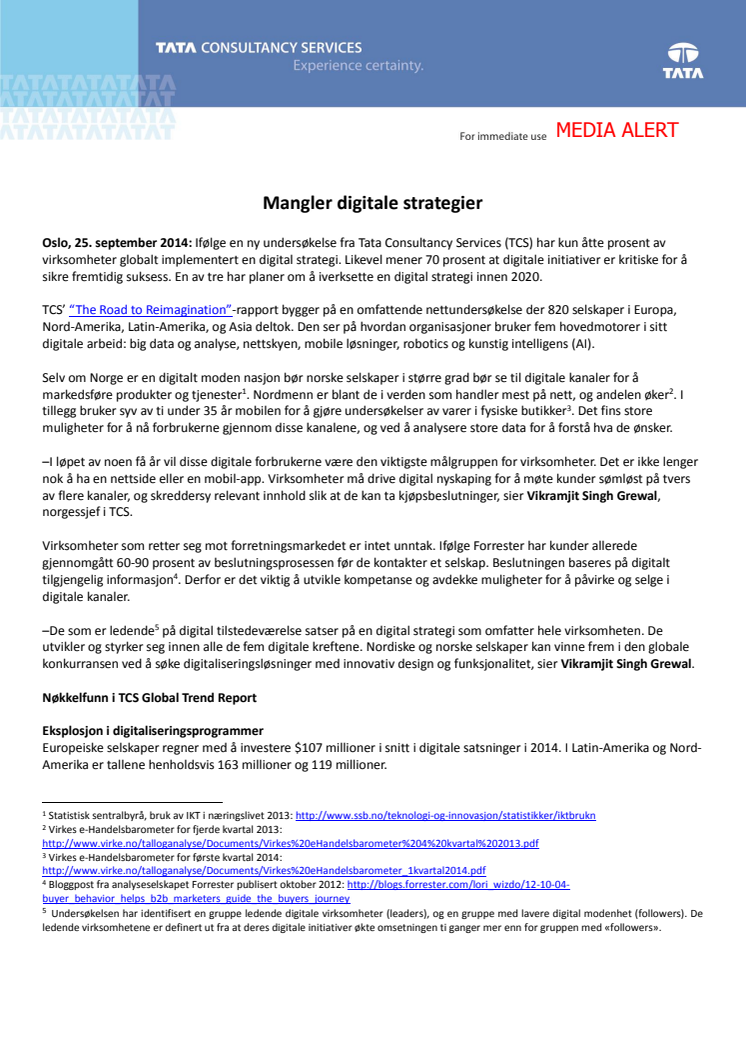 Mangler digitale strategier