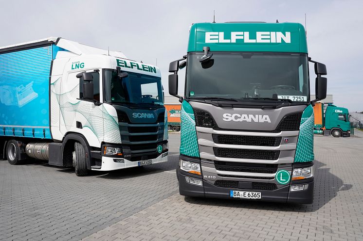 Transport- und Logistikspezialist Elflein setzt auf LNG-Fahrzeuge von Scania.