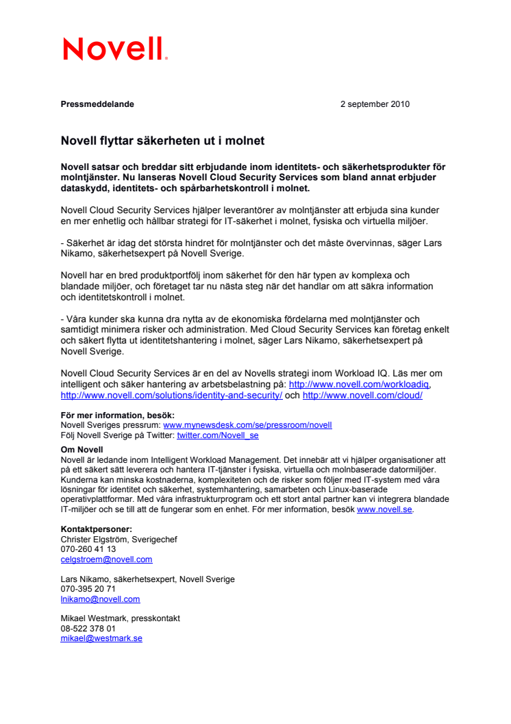Novell flyttar säkerheten ut i molnet
