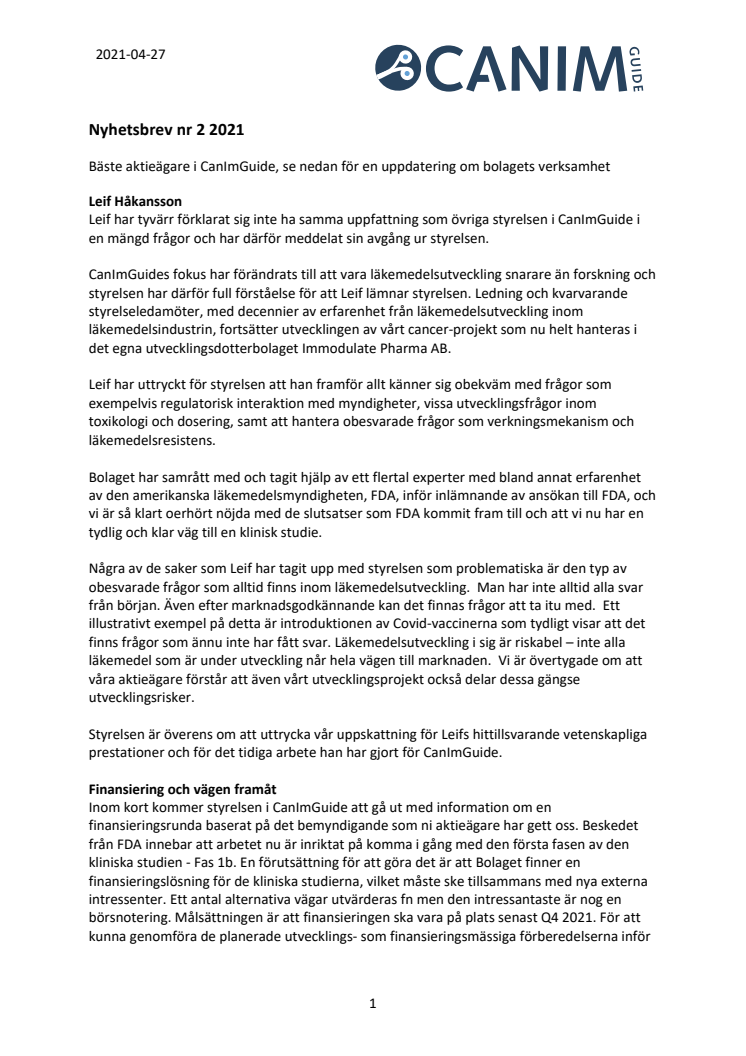 Nyhetsbrev #2 2021