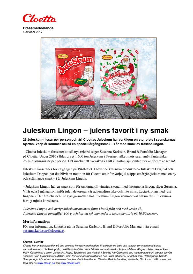 Juleskum Lingon – julens favorit i ny smak
