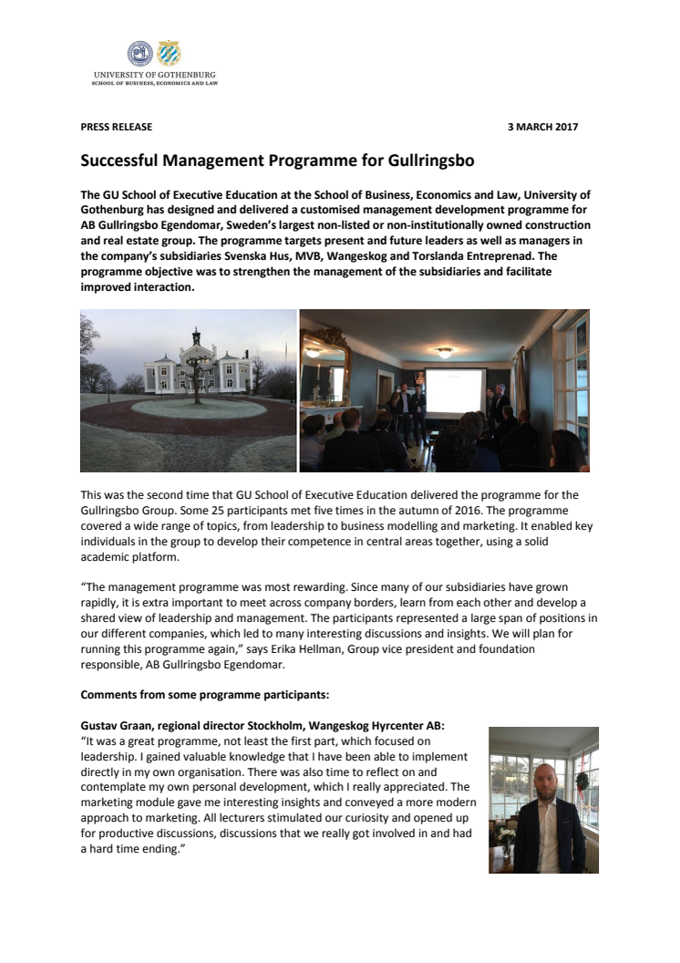  Successful Management Programme for Gullringsbo