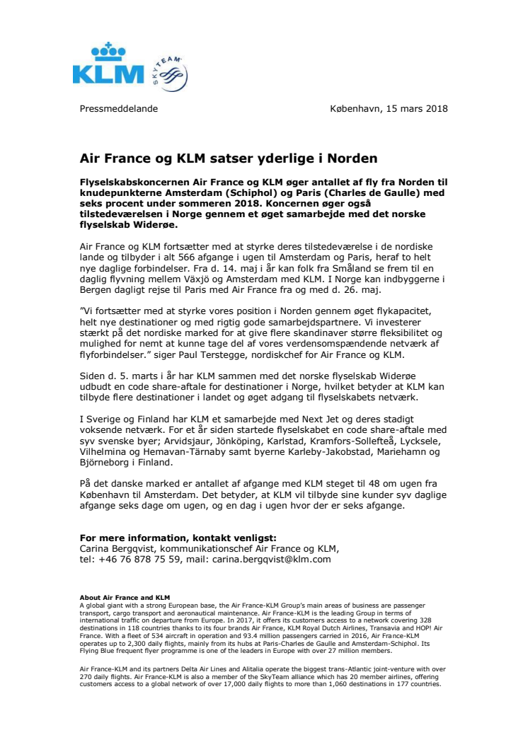 Air France og KLM satser yderlige i Norden
