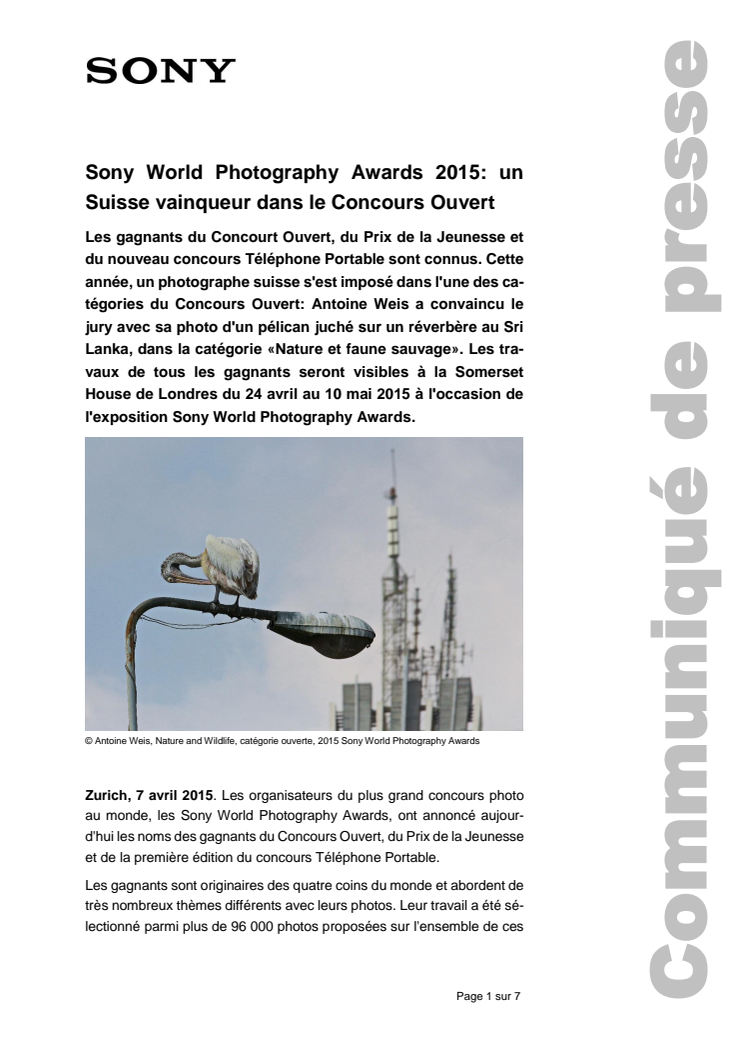 Communiqué de presse_Sony_SWPA Winner Open Category Switzerland_150407_F-CH