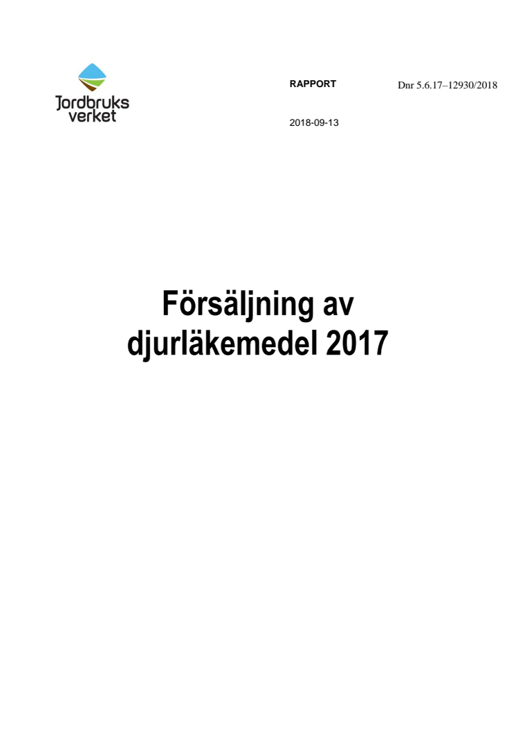 Försäljning av djurläkemedel 2017