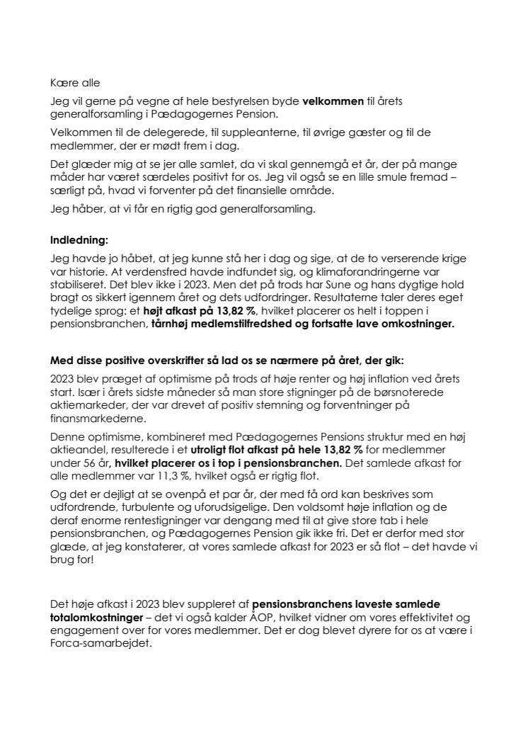 Formandens beretning GF 2024