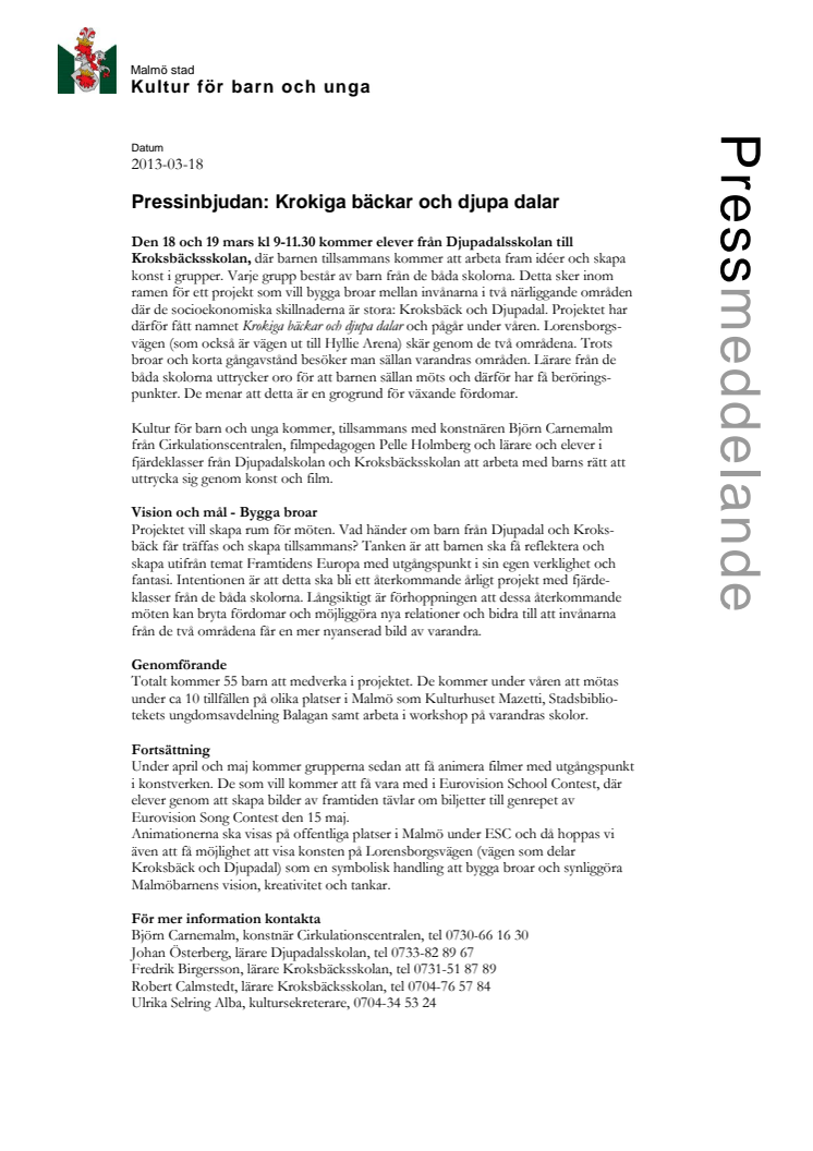 Pressinbjudan: Krokiga bäckar och djupa dalar