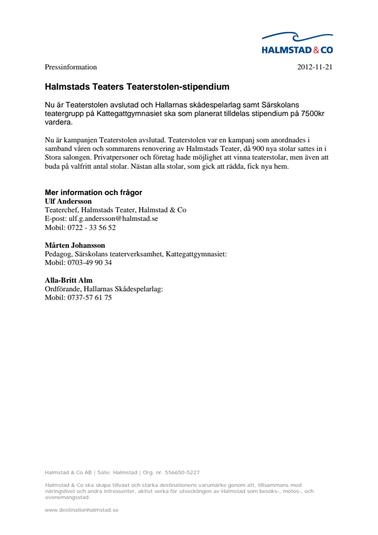 Halmstads Teaters Teaterstolen-stipendium