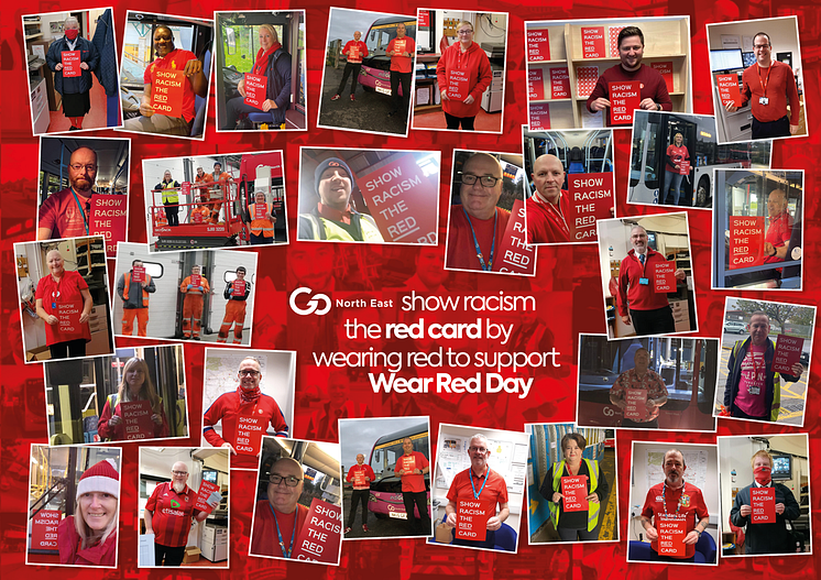 Go North East wears red to support and raise money for Show Racism the Red Card’s Wear Red Day