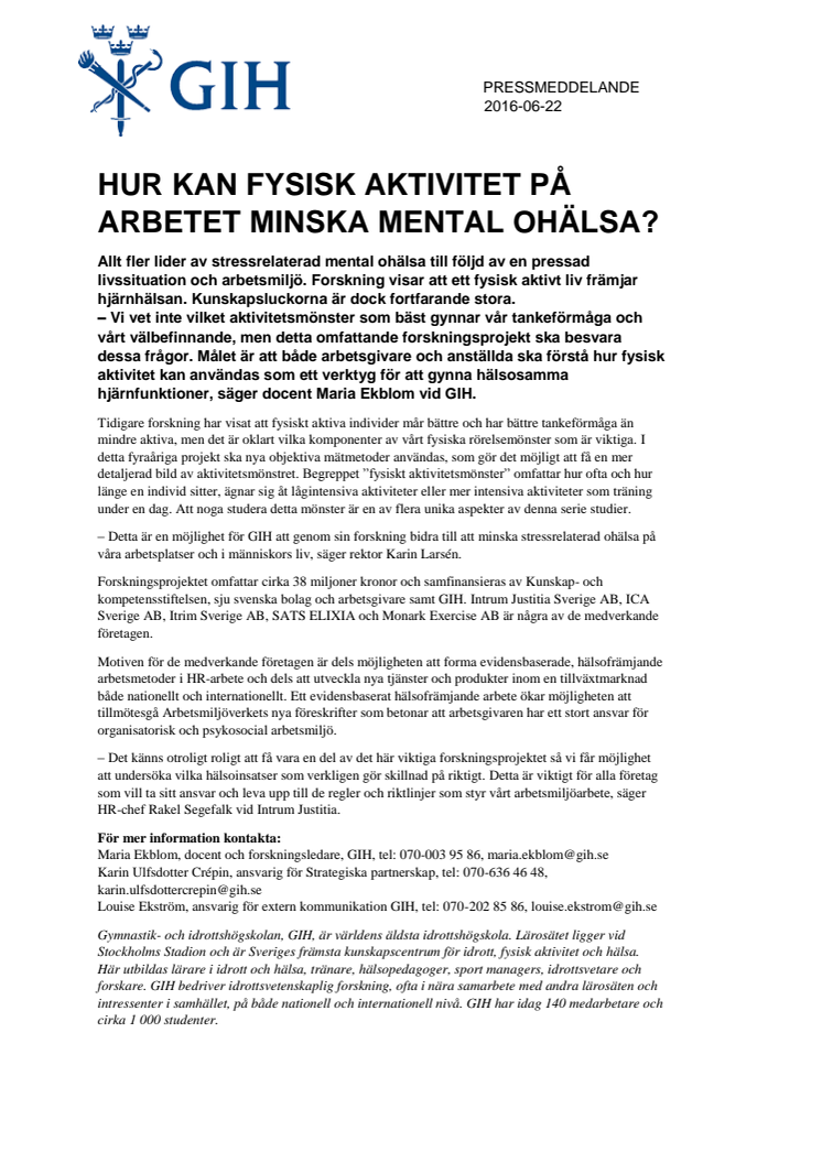 Hur kan fysisk aktivitet på arbetet minska mental ohälsa? 