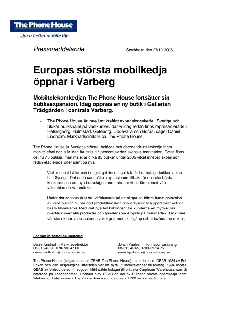 Europas största mobilkedja öppnar i Varberg