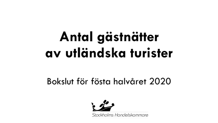 Utländska gästnätter, första halvåret 2020