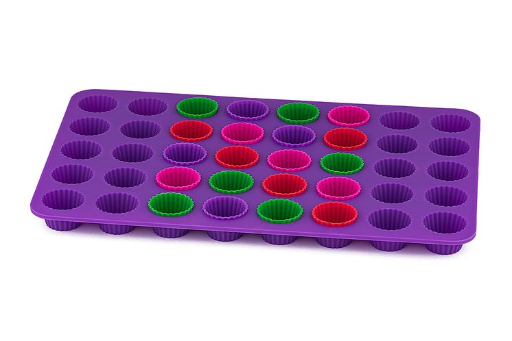 Knäckplåt i silikon lila med 20 silikonknäckformar