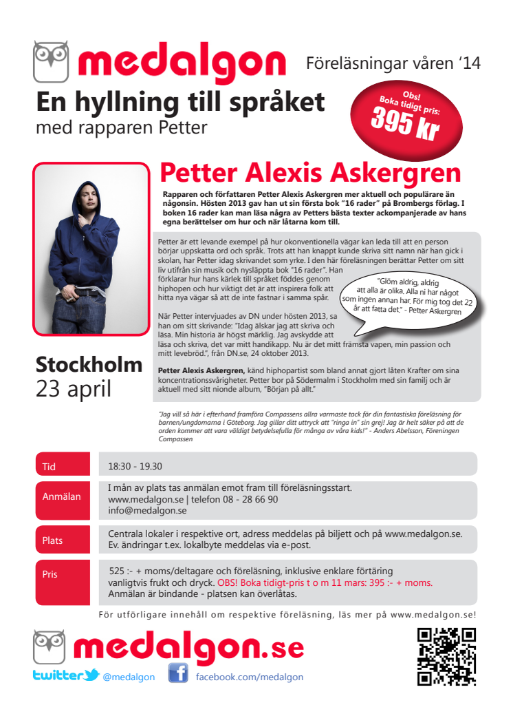 En hyllning till språket - med rapparen Petter våren 2014