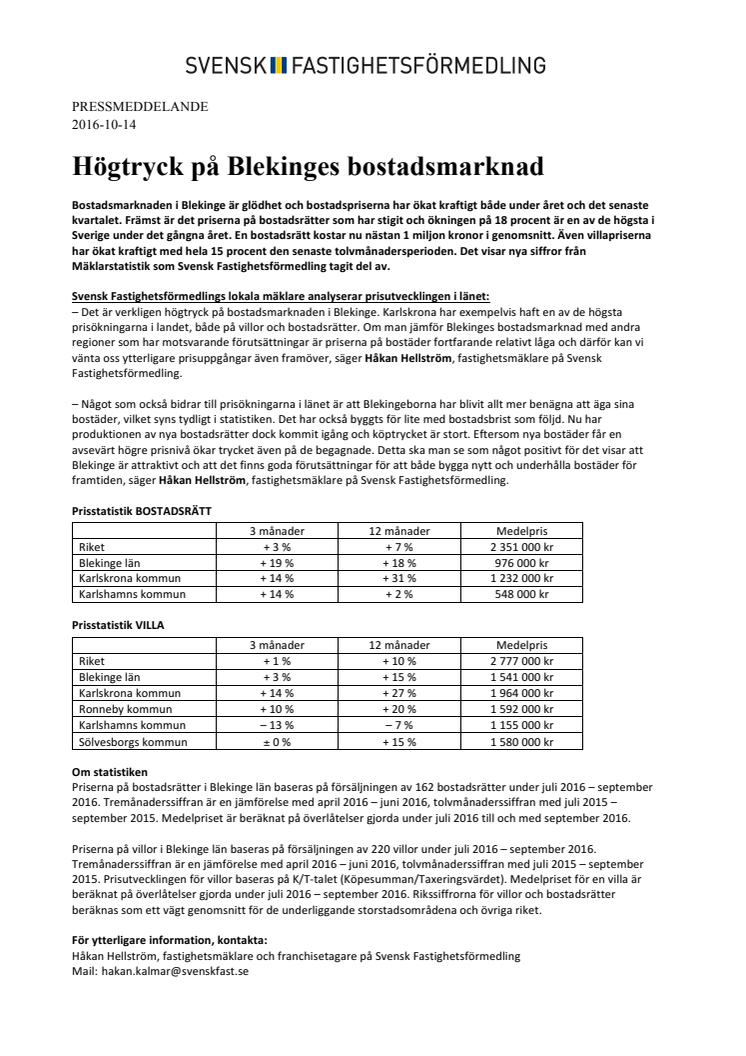 Högtryck på Blekinges bostadsmarknad