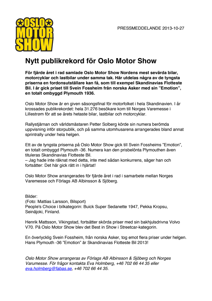 Nytt publikrekord för Oslo Motor Show