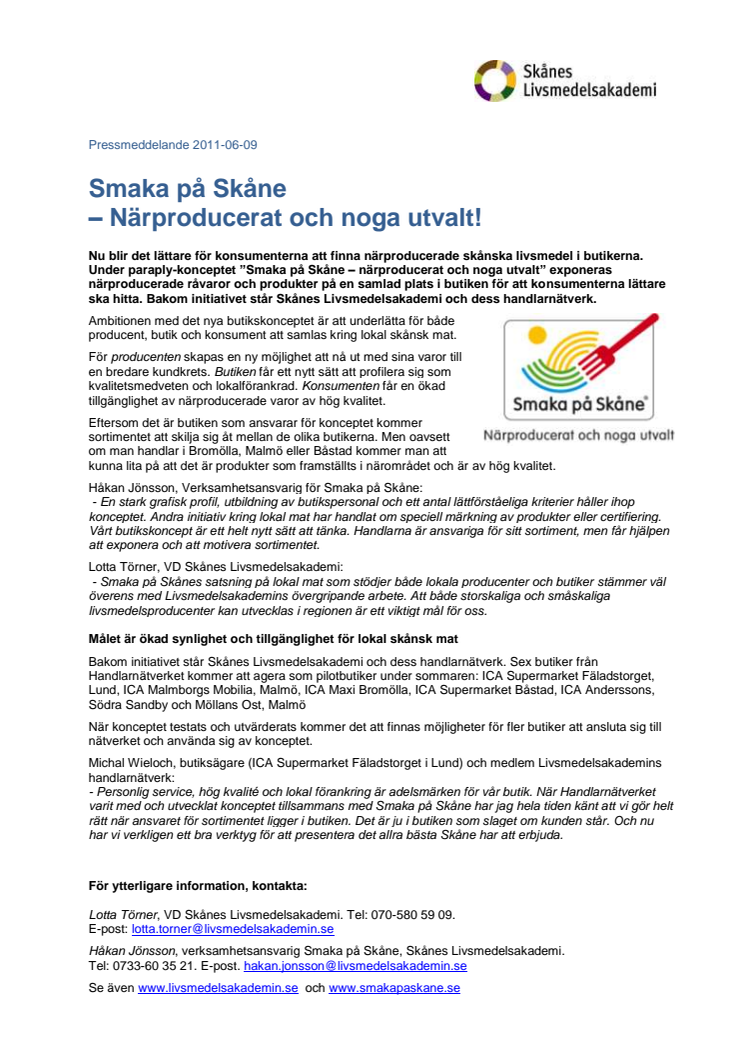 Smaka på Skåne – Närproducerat och noga utvalt!