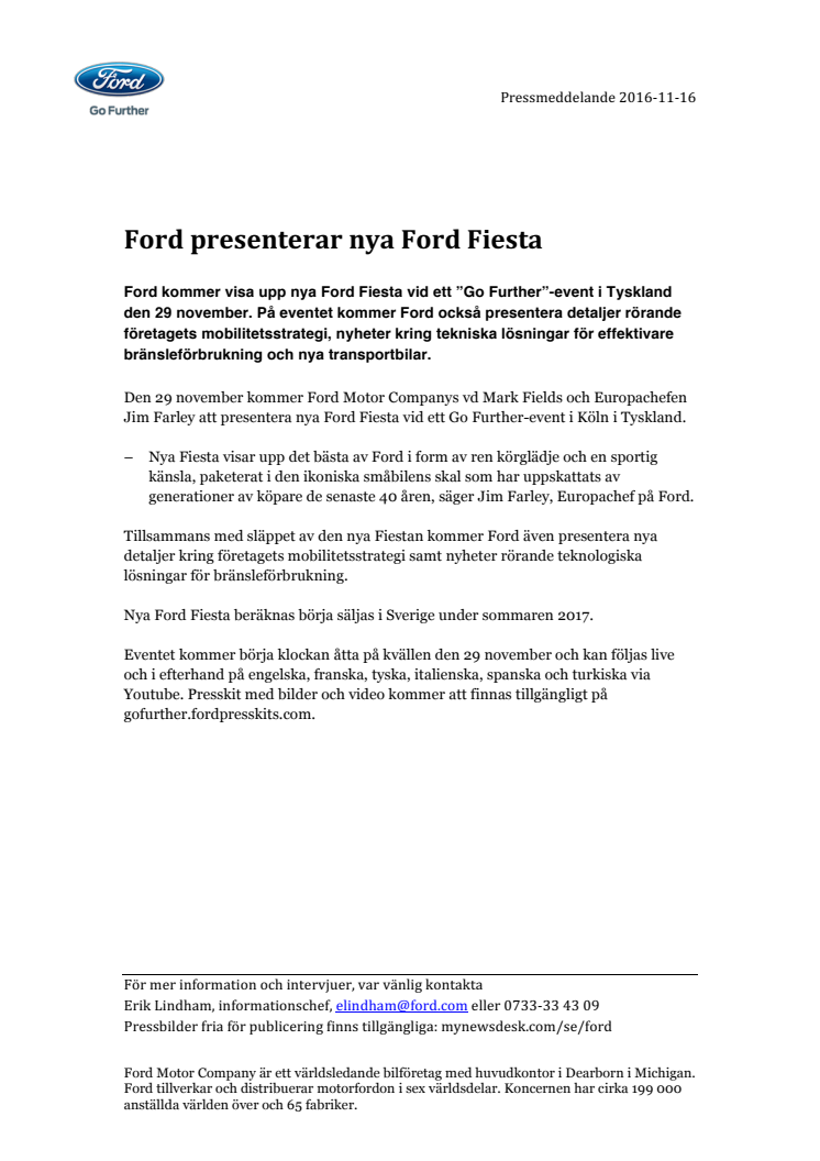 Ford presenterar nya Ford Fiesta