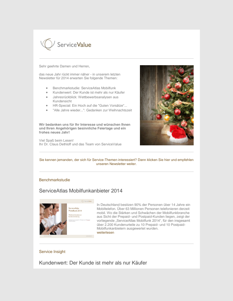 Newsletter Dezember 2014