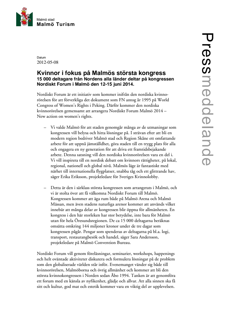 Kvinnor i fokus på Malmös största kongress 