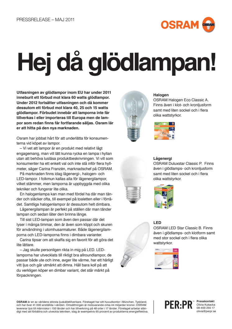 Hej då glödlampan!